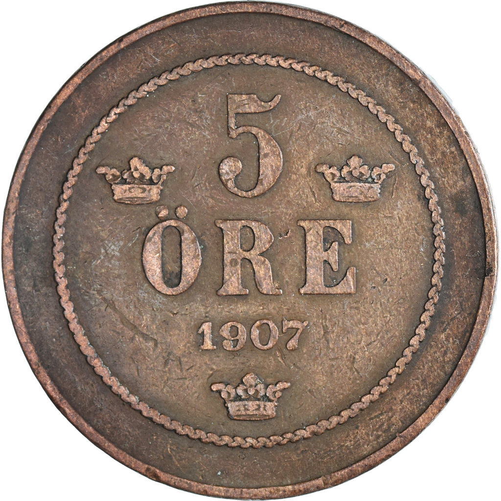 Coin, Sweden, 5 Öre, 1907