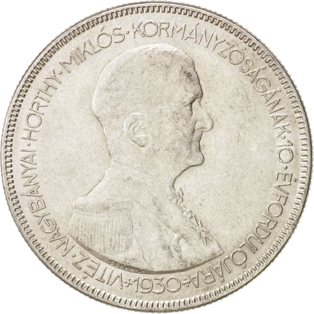 Hungary, 5 Pengö, 1930, KM:512.2, AU(55-58), Silver, 36