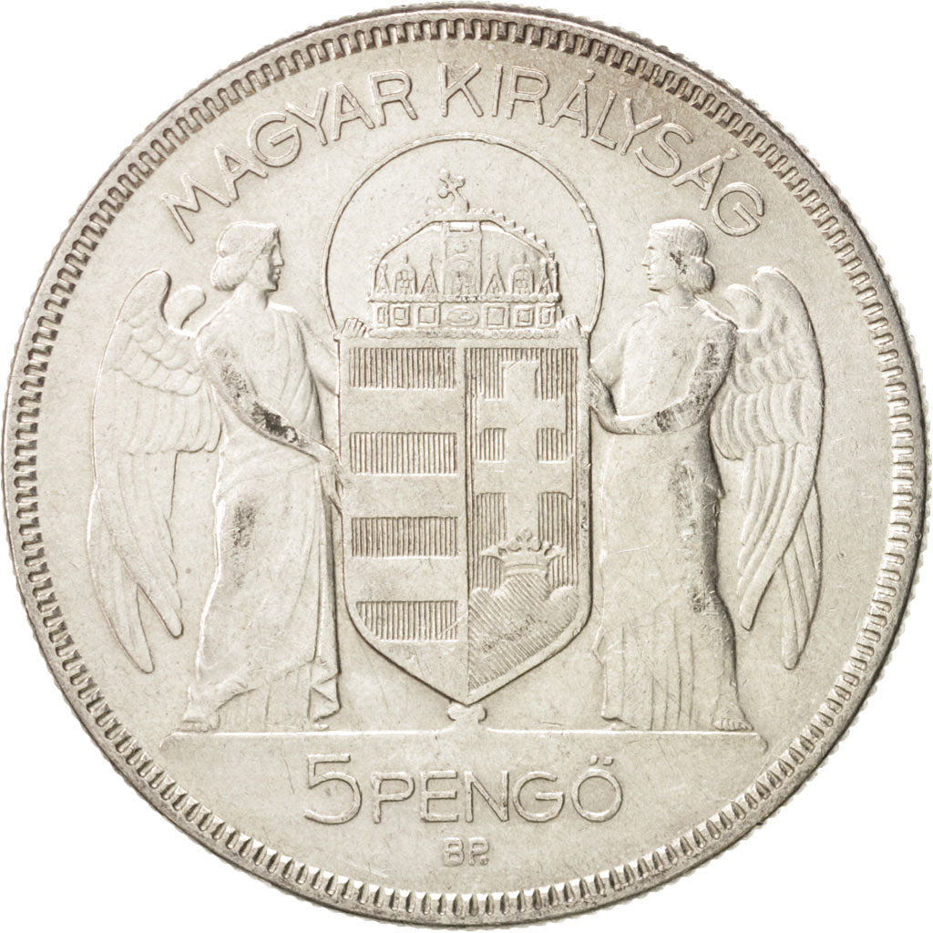 Hungary, 5 Pengö, 1930, KM:512.2, AU(55-58), Silver, 36