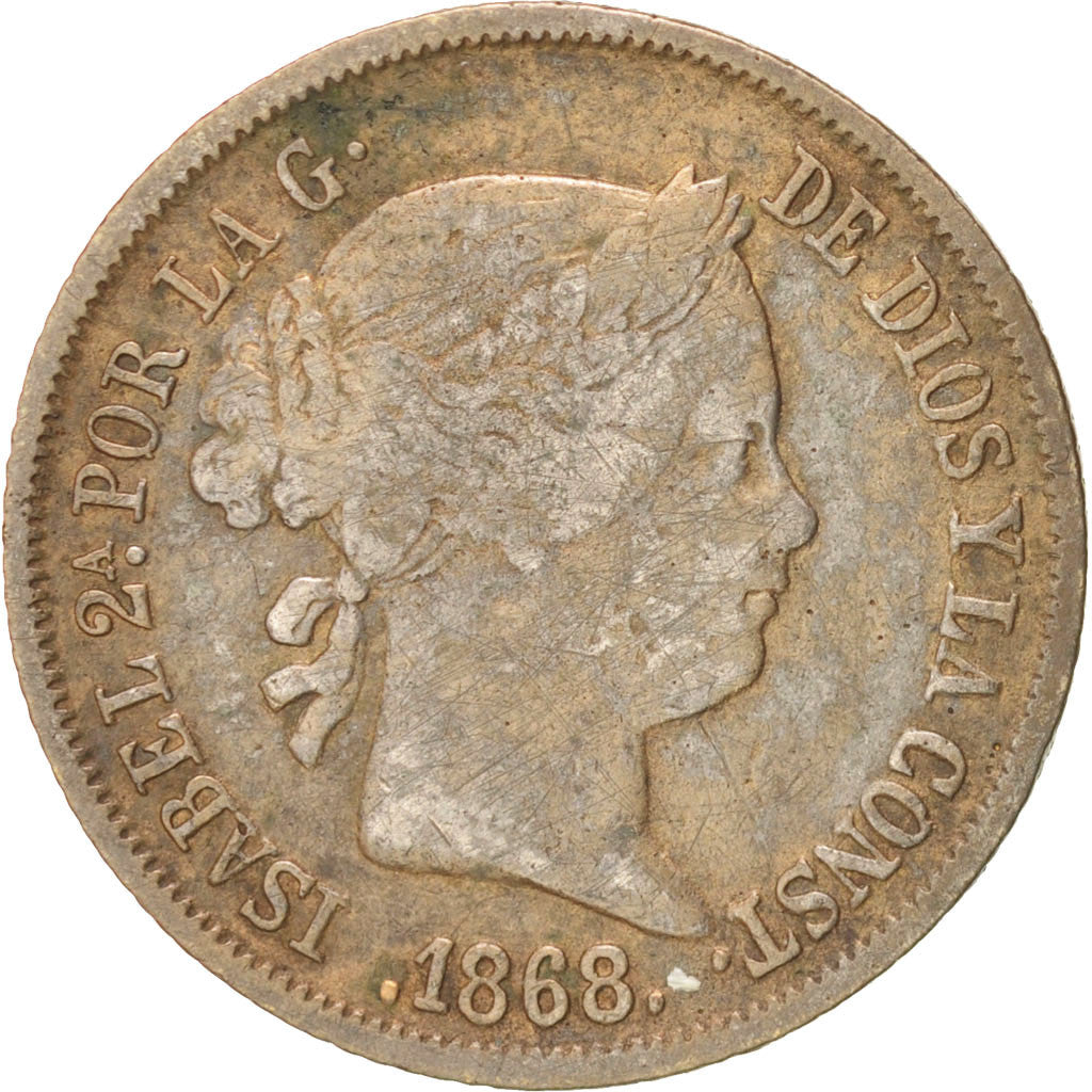 Spain, Isabel II, 40 Centimos, 1868, Madrid, KM:628.2, EF(40-45), Silver