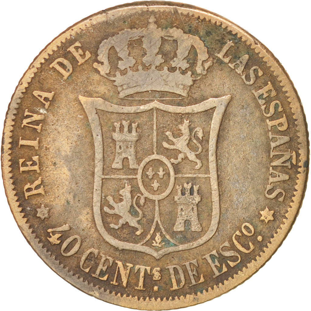 Spain, Isabel II, 40 Centimos, 1868, Madrid, KM:628.2, EF(40-45), Silver