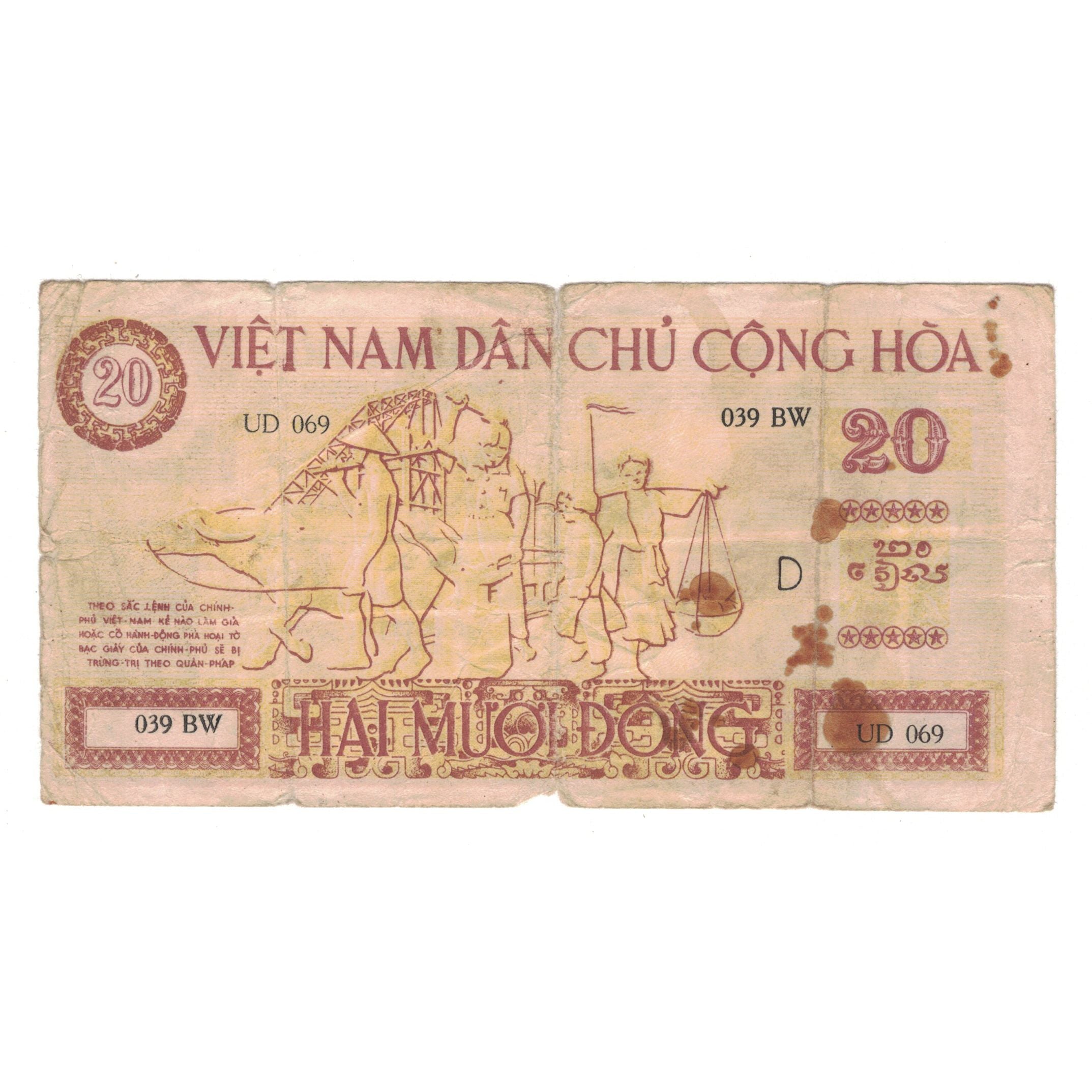 Geldschein, Vietnam, 20 D<ox>ng, Undated (1946), KM:7, SGE