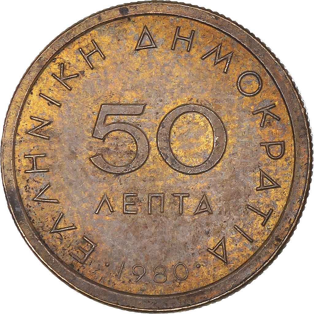 Moneta, Grecia, 50 Lepta, 1980