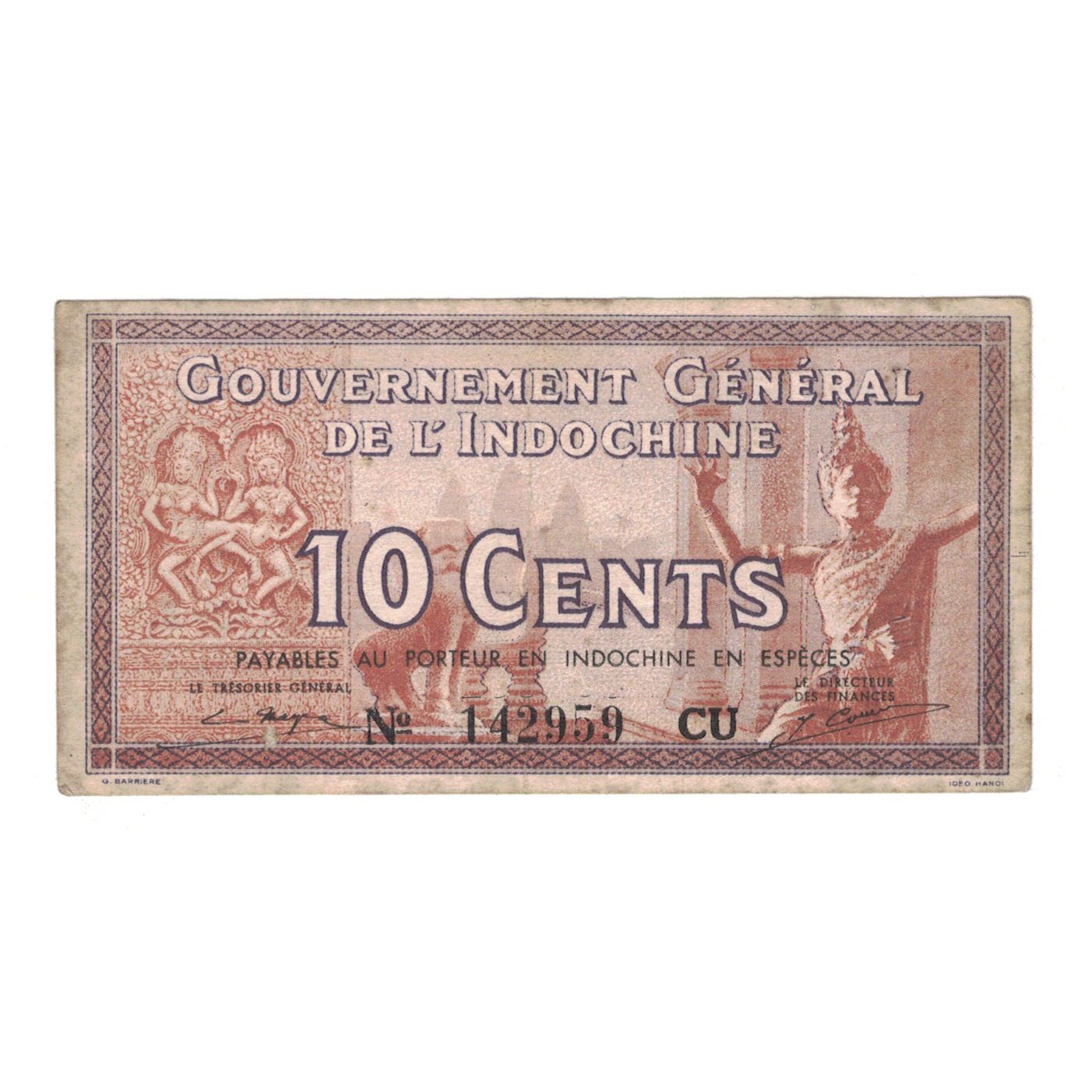 Banknote, FRENCH INDO-CHINA, 10 Cents, Undated (1939), KM:85d, VF(20-25)