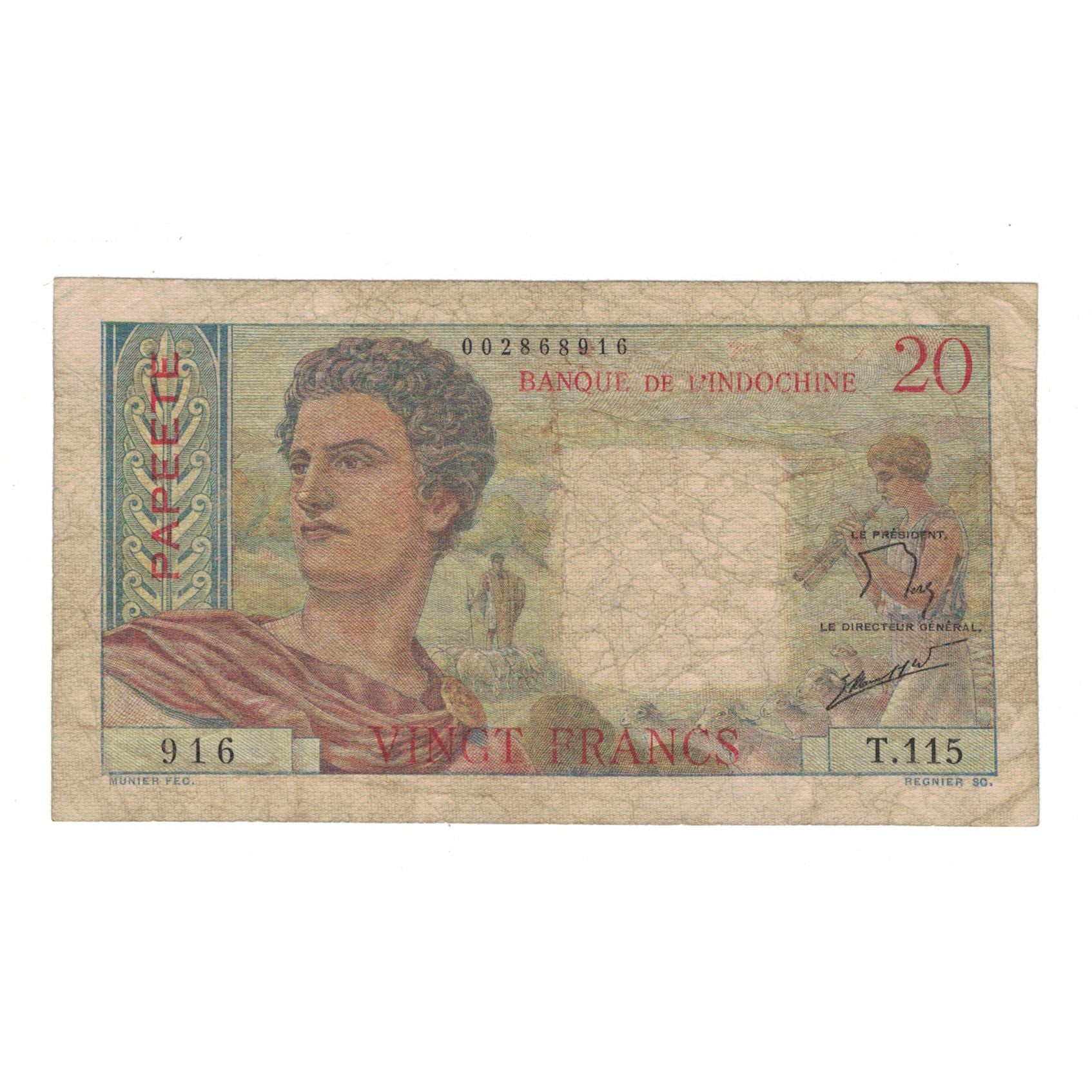 Banknote, Tahiti, 20 Francs, 1951, KM:21a, VF(20-25)