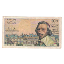 France, 10 Nouveaux Francs, Richelieu, 1960, F.85, VF(30-35), Fayette:57.8
