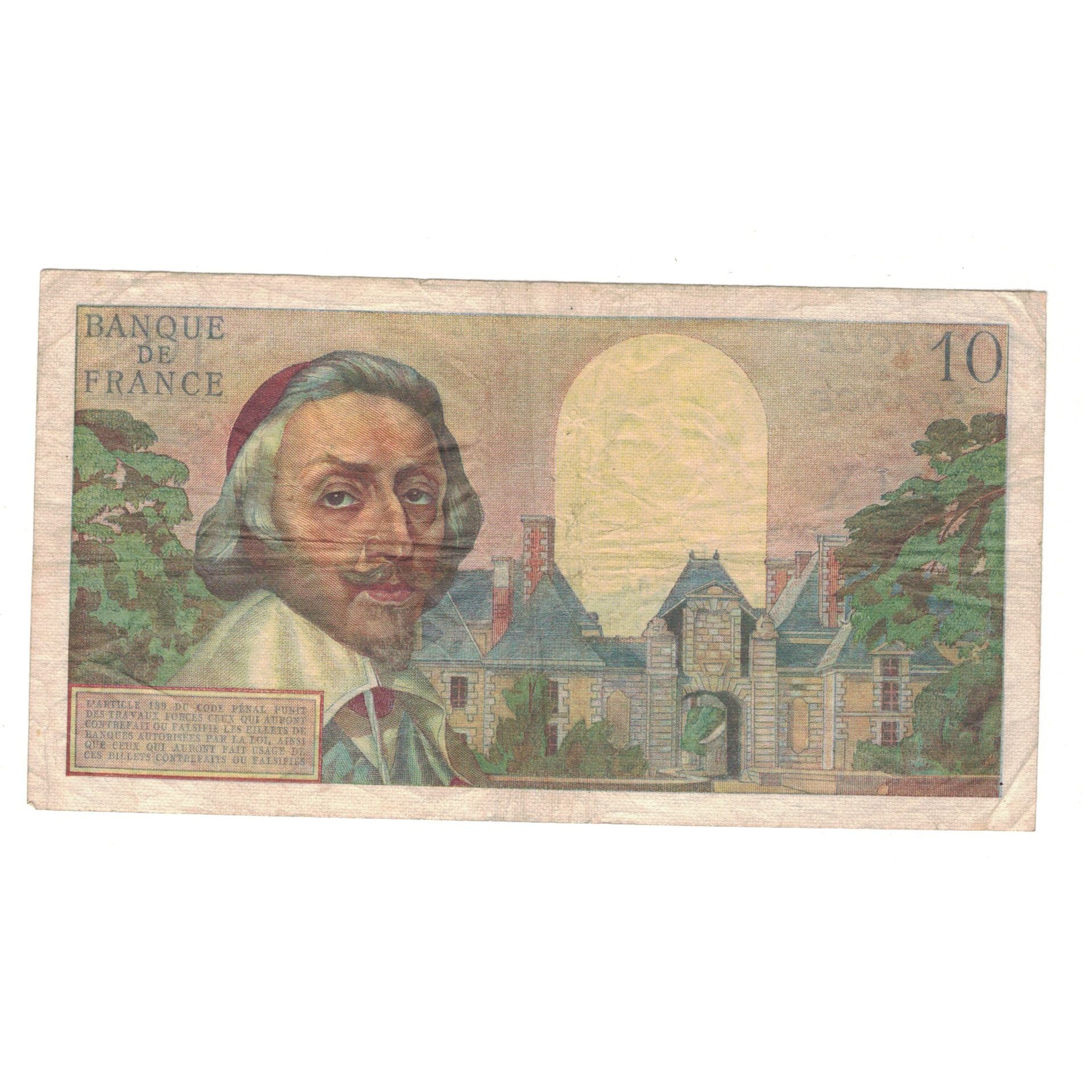 France, 10 Nouveaux Francs, Richelieu, 1960, F.85, VF(30-35), Fayette:57.8
