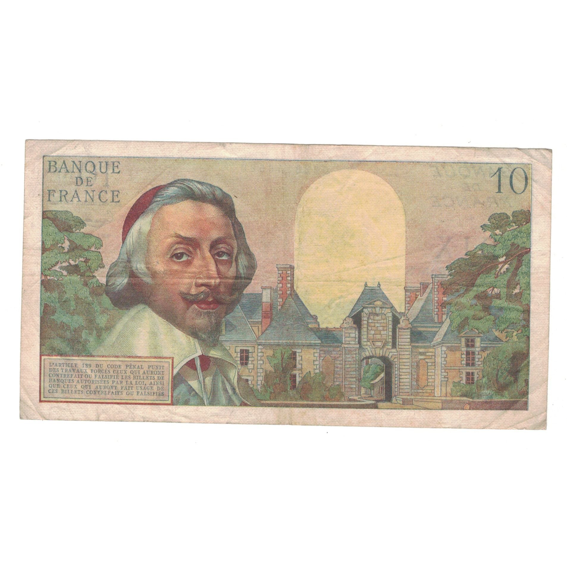 France, 10 Nouveaux Francs, Richelieu, 1960, G.96, VF(30-35), Fayette:57.8