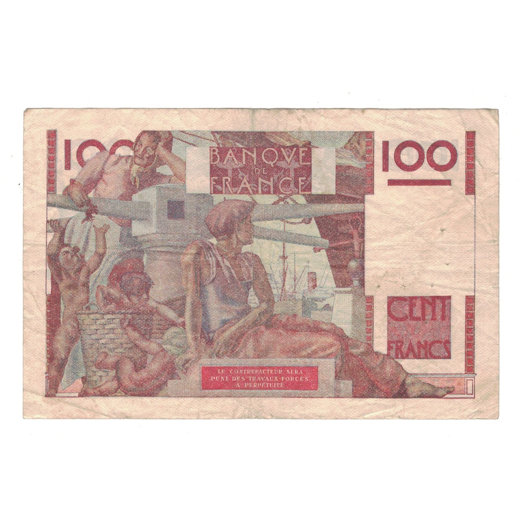 France, 100 Francs, Jeune Paysan, 1946, O.69, VF(30-35), Fayette:28.6, KM:128a
