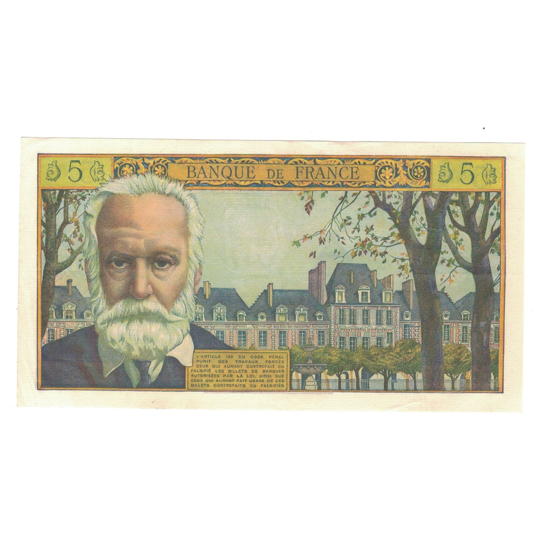 France, 5 Nouveaux Francs, Victor Hugo, 1959, L.4, AU(50-53), Fayette:56.1