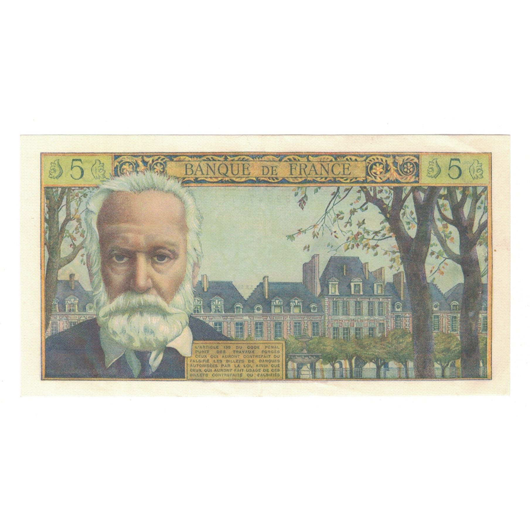 França, 5 Nouveaux Francs, Victor Hugo, 1959, T.16, AU(50-53), Fayette:56.3