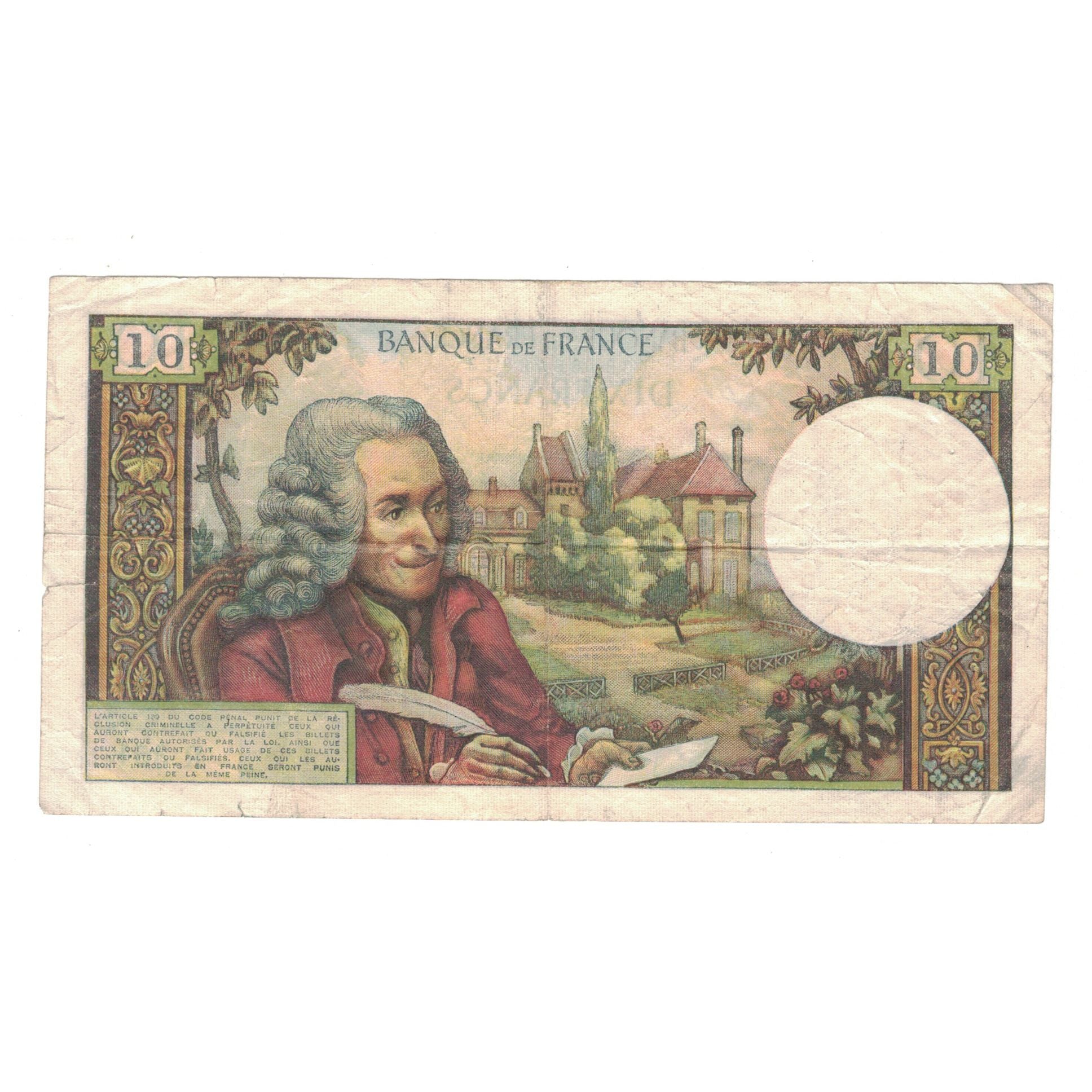Francia, 10 Francs, Voltaire, 1967, R.351, MB+, Fayette:62.28, KM:147c