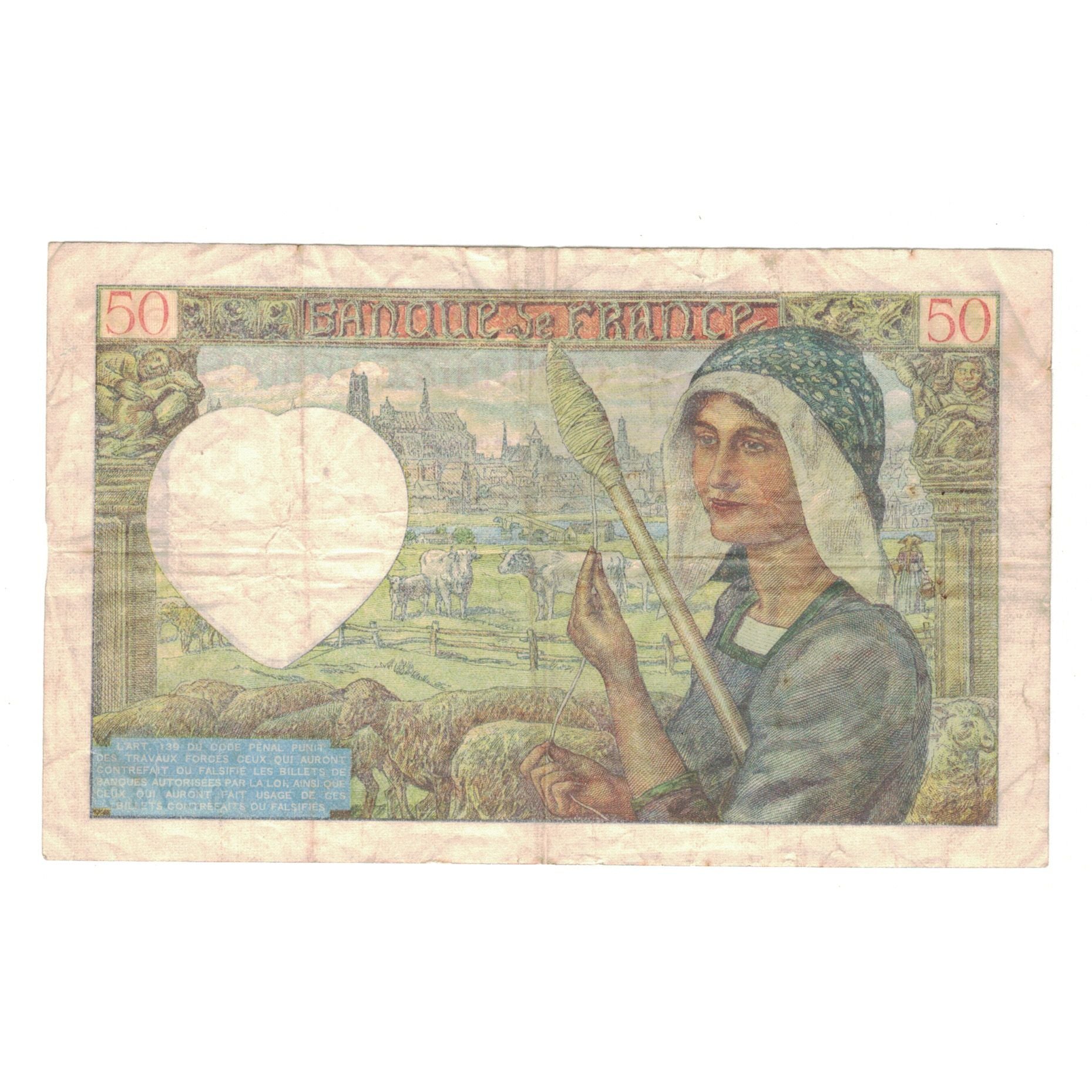 Francja, 50 Francs, Jacques Coeur, 1941, S.46, VF(20-25), Fayette:19.7, KM:93