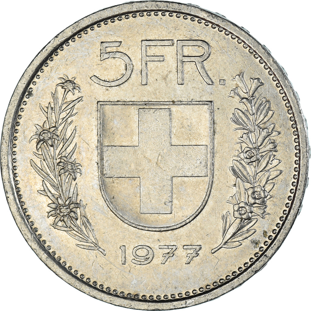 Moneda, Suiza, 5 Francs, 1977