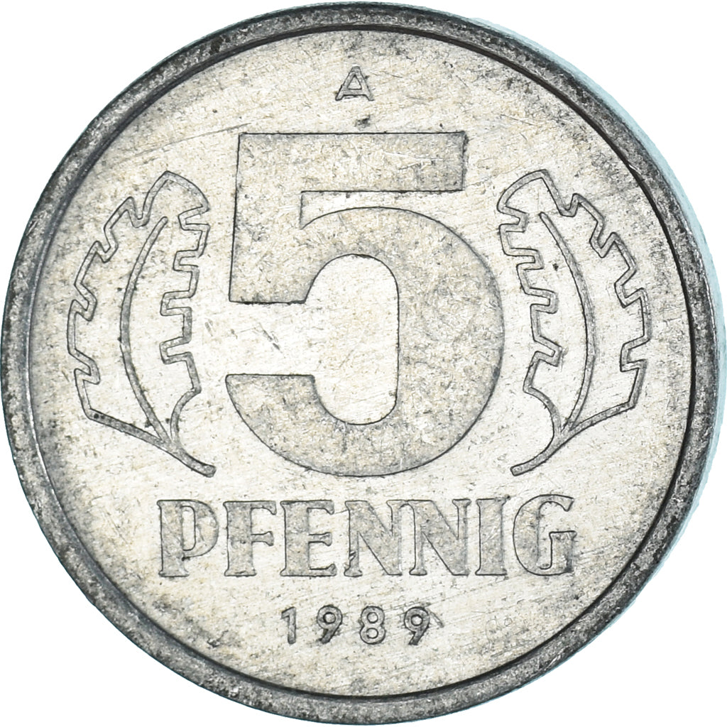 Moeda, ALEMANHA - REPÚBLICA DEMOCRÁTICA, 5 Pfennig, 1989