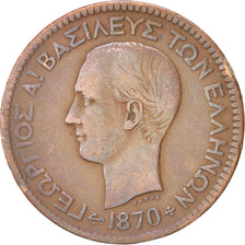 Greece, George I, 10 Lepta, 1870 BB, Strassburg, EF(40-45), Copper, KM:43