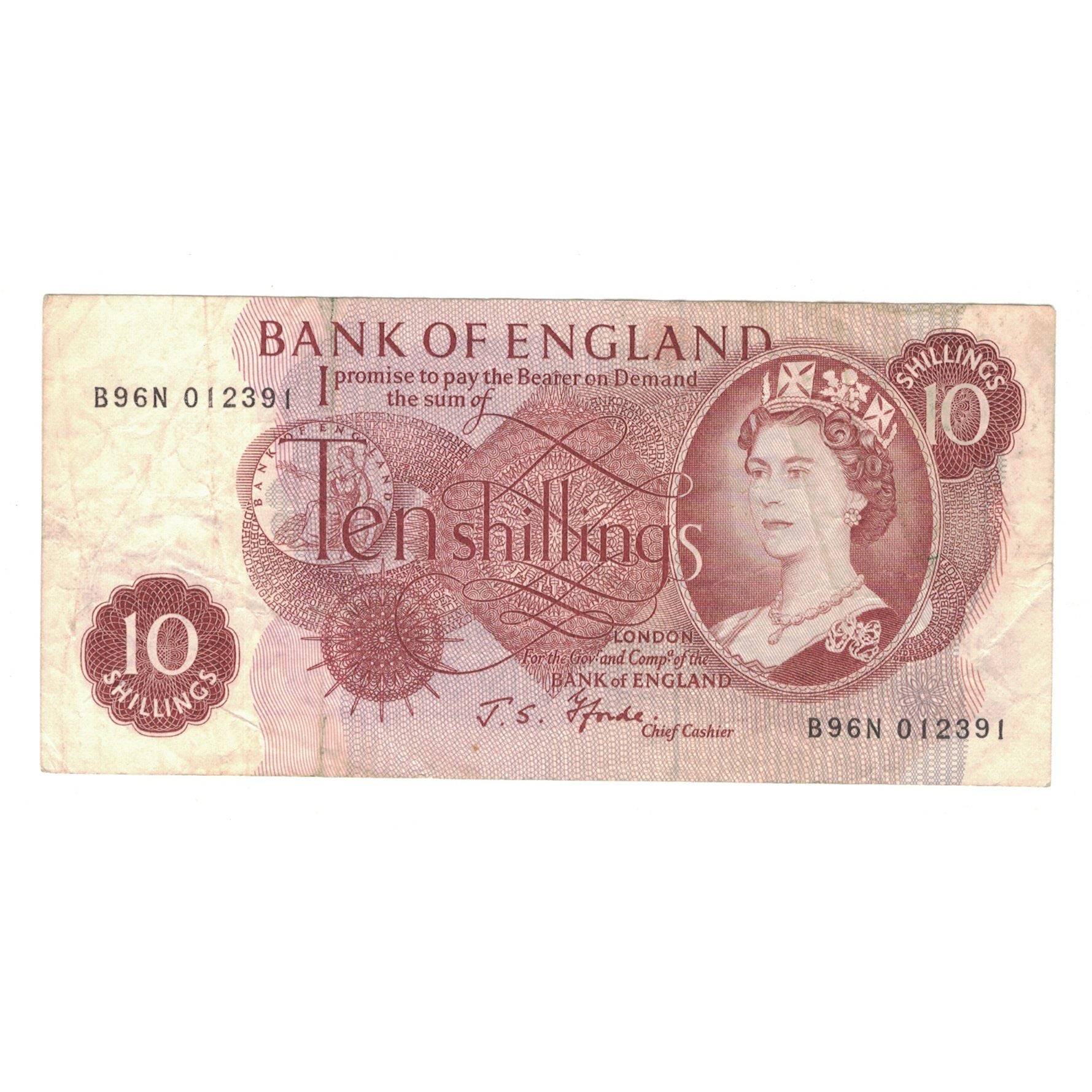 Banknote, Great Britain, 10 Shillings, KM:373c, VF(30-35)