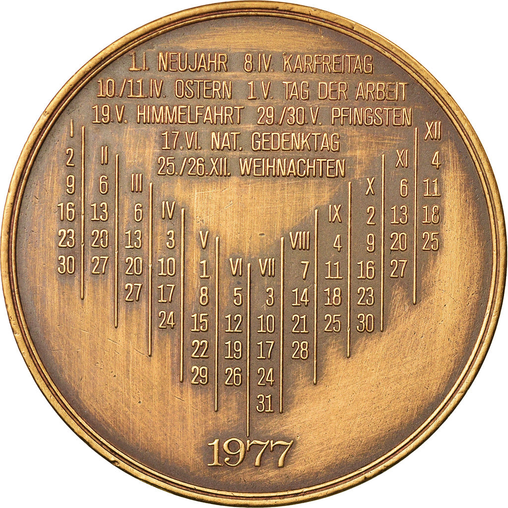 Germany, Medal, Calendrier, Porsche Konstruktion, Automobile, 1977, MS(63)
