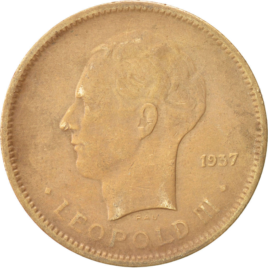 Belgian Congo, 5 Francs, 1937, EF(40-45), Nickel-Bronze, KM:24