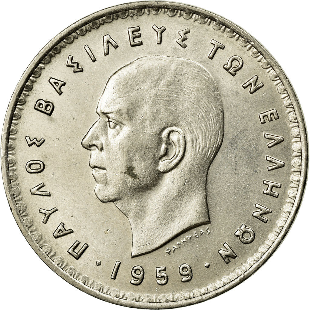 Coin, Greece, Paul I, 10 Drachmai, 1959, AU(50-53), Nickel, KM:84