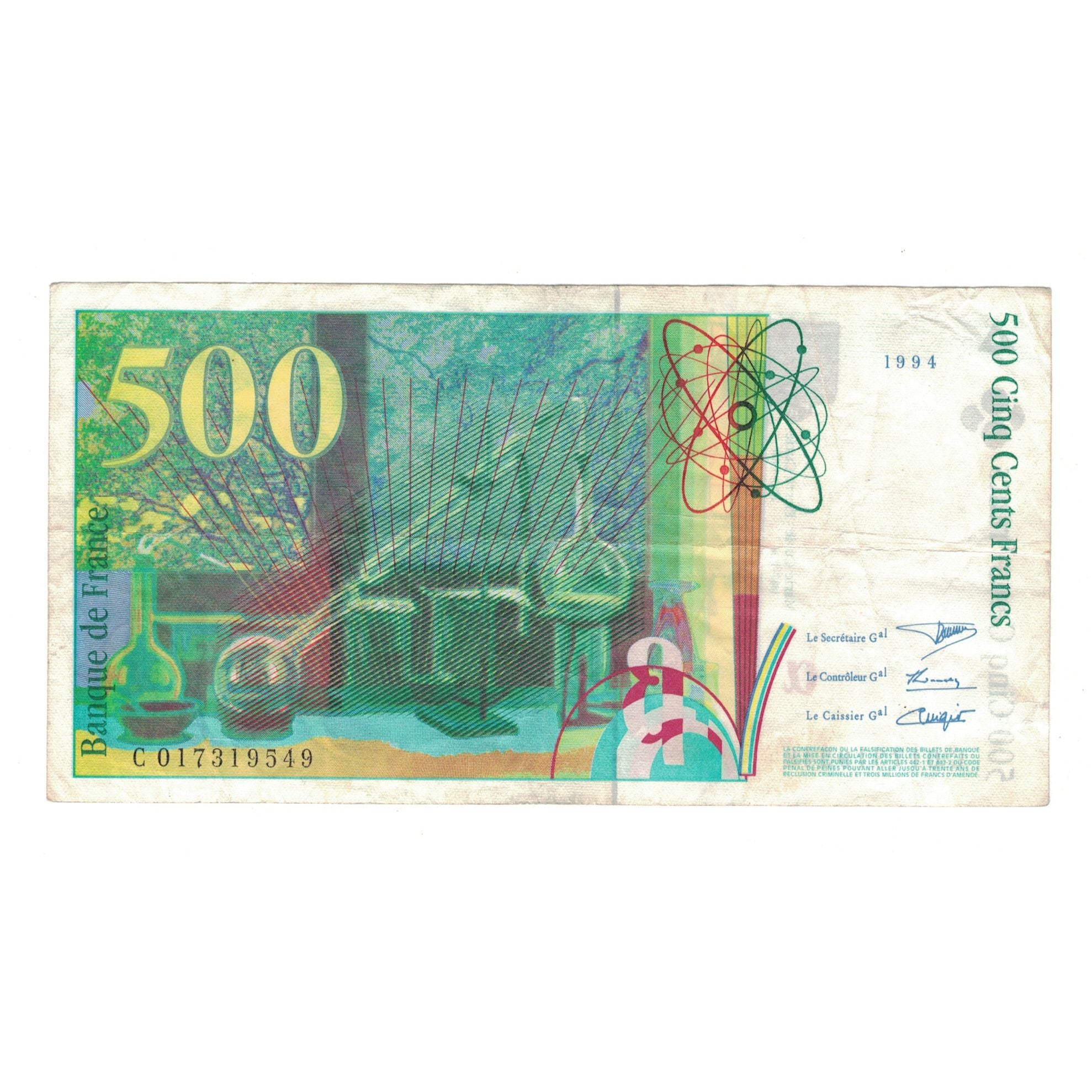 France, 500 Francs, Pierre et Marie Curie, 1994, C017319549, EF(40-45)