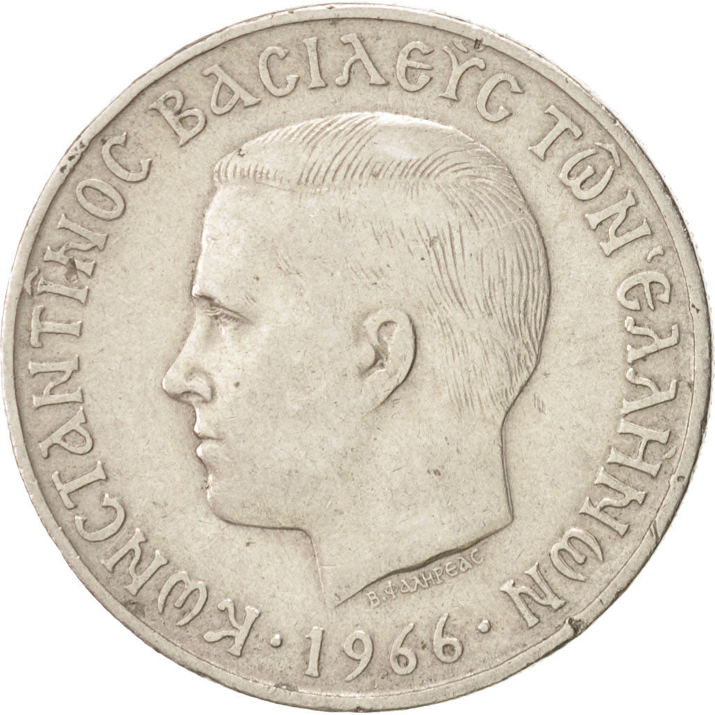 Coin, Greece, Constantine II, 5 Drachmai, 1966, VF(30-35), Copper-nickel, KM:91