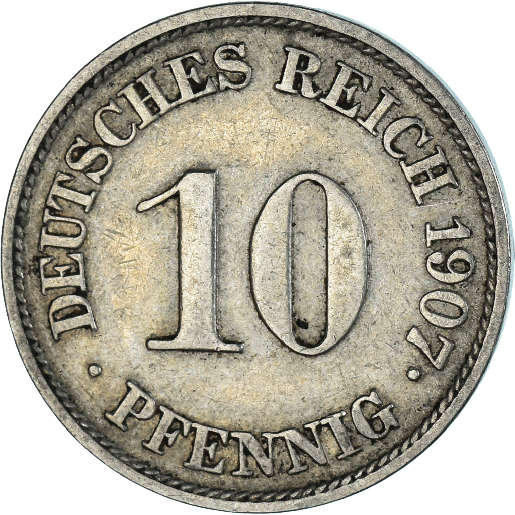 Monnaie, Empire allemand, 10 Pfennig, 1907