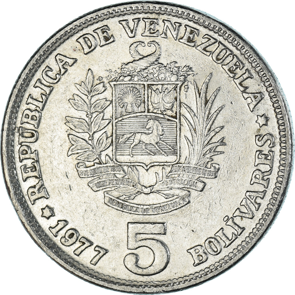 Münze, Venezuela, 5 Bolivares, 1977