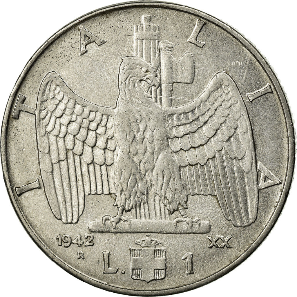 Coin, Italy, Vittorio Emanuele III, Lira, 1942, Rome, AU(50-53), Stainless