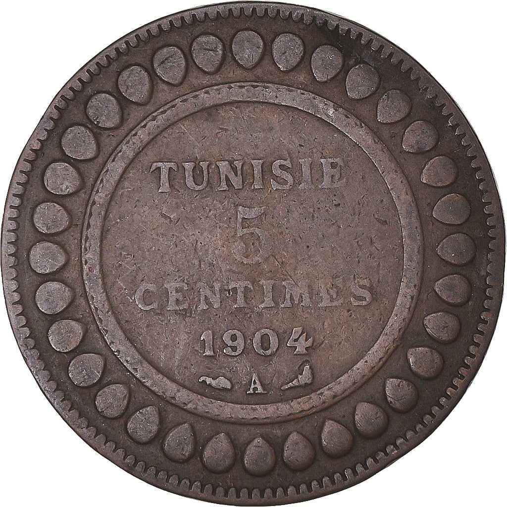 Coin, Tunisia, 5 Centimes, 1904