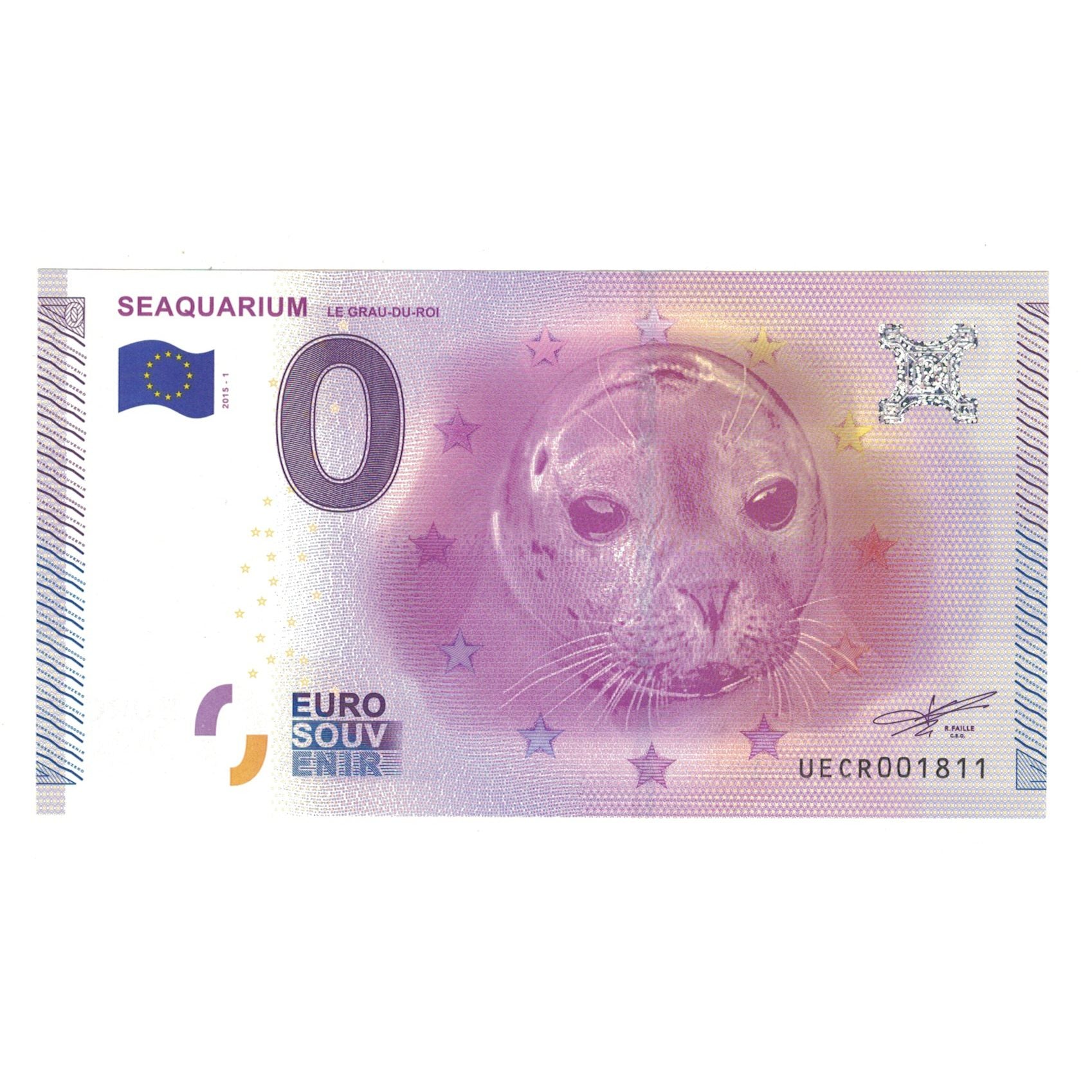 France, Tourist Banknote - 0 Euro, 2015, UECR001811, SEAQUARIUM LE GRAU DU ROI