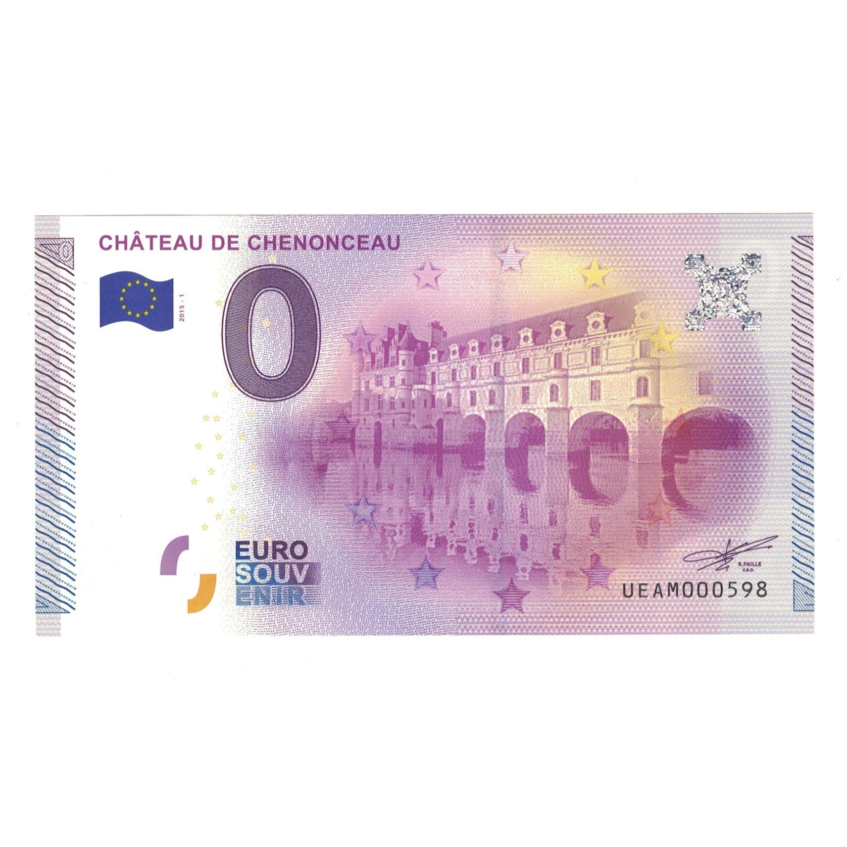 France, Billet Touristique - 0 Euro, 2015, UEAM000598, CHATEAU DE CHENONCEAU