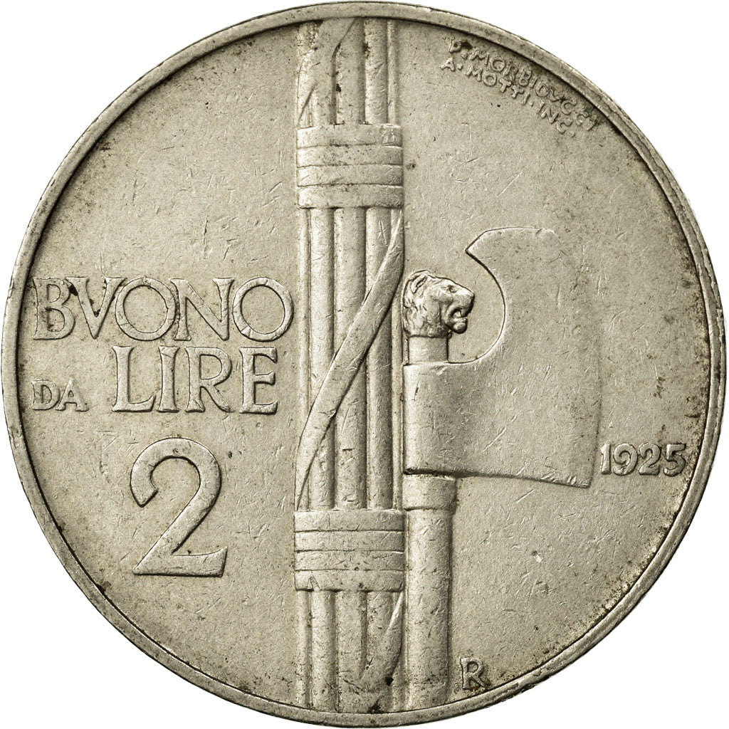 Moneta, Italia, Vittorio Emanuele III, 2 Lire, 1925, Rome, MB+, Nichel, KM:63