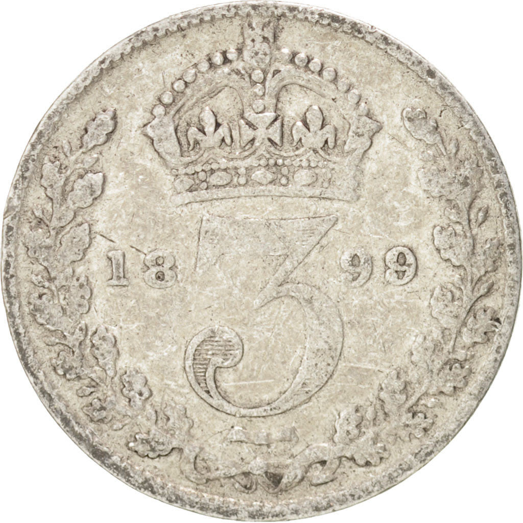 Great Britain, Victoria, 3 Pence, 1899, VF(30-35), Silver, KM:777, 16