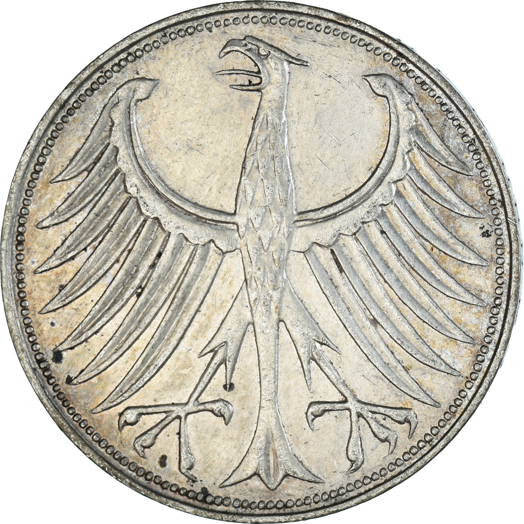 Moeda, ALEMANHA - REPÚBLICA FEDERAL, 5 Mark, 1966