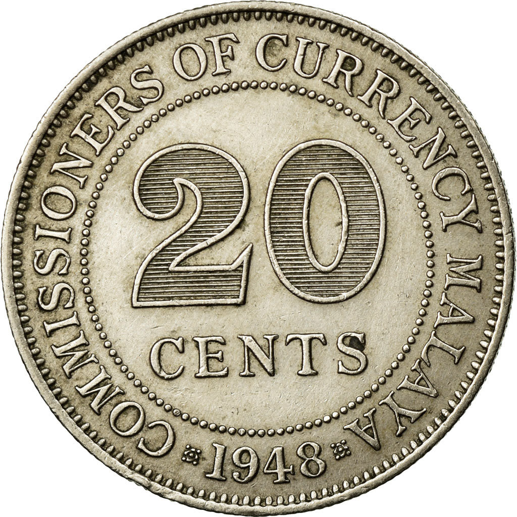 Coin, MALAYA, 20 Cents, 1948, EF(40-45), Copper-nickel, KM:9
