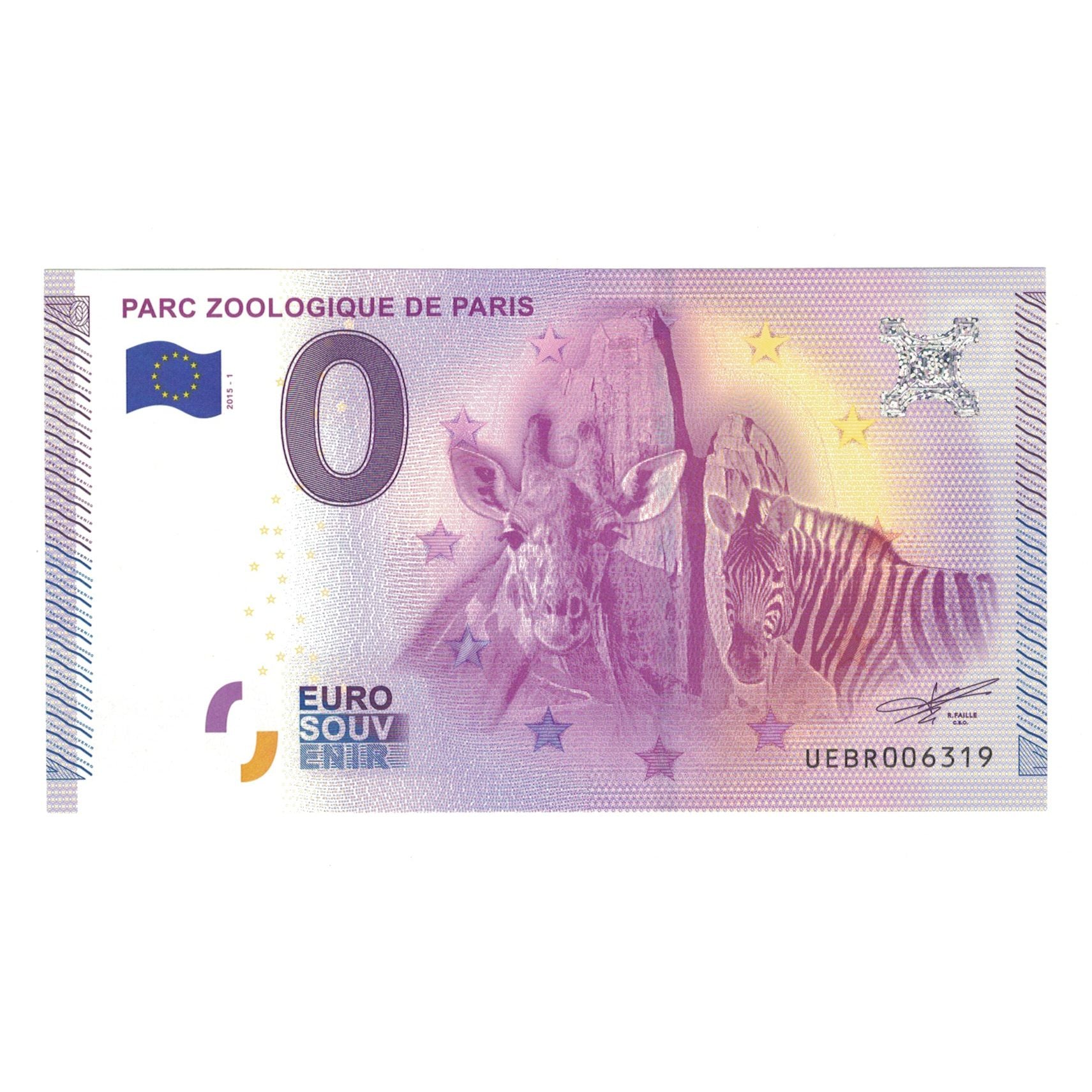 Francja, Tourist Banknote - 0 Euro, 2015, UEBR006319, PARC ZOOLOGIQUE DE PARIS