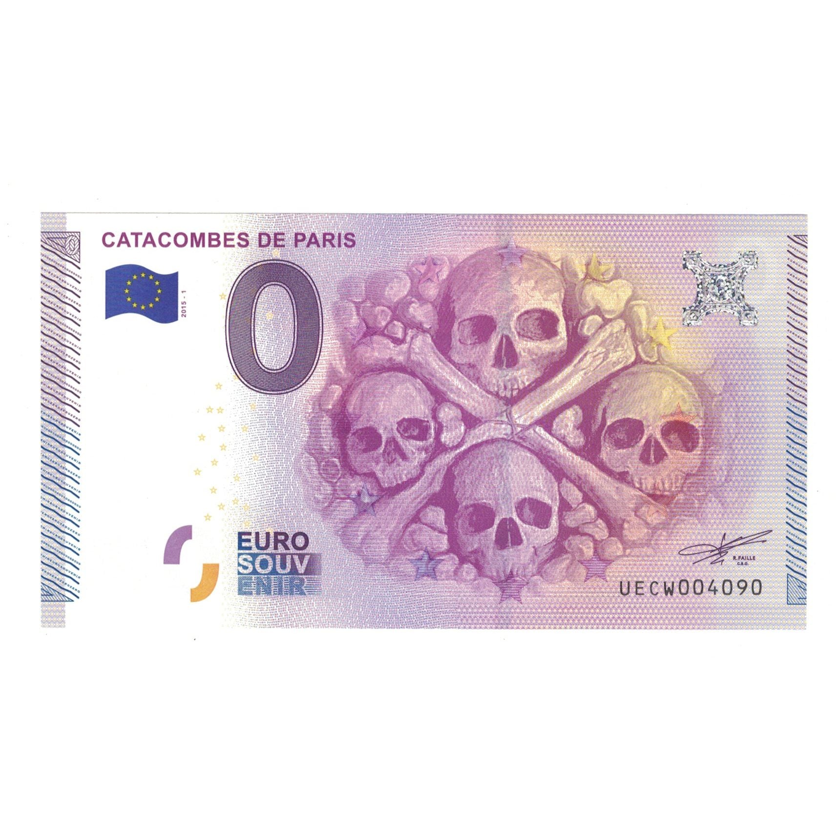 Francja, Tourist Banknote - 0 Euro, 2015, UECW004090, CATACOMBES DE PARIS