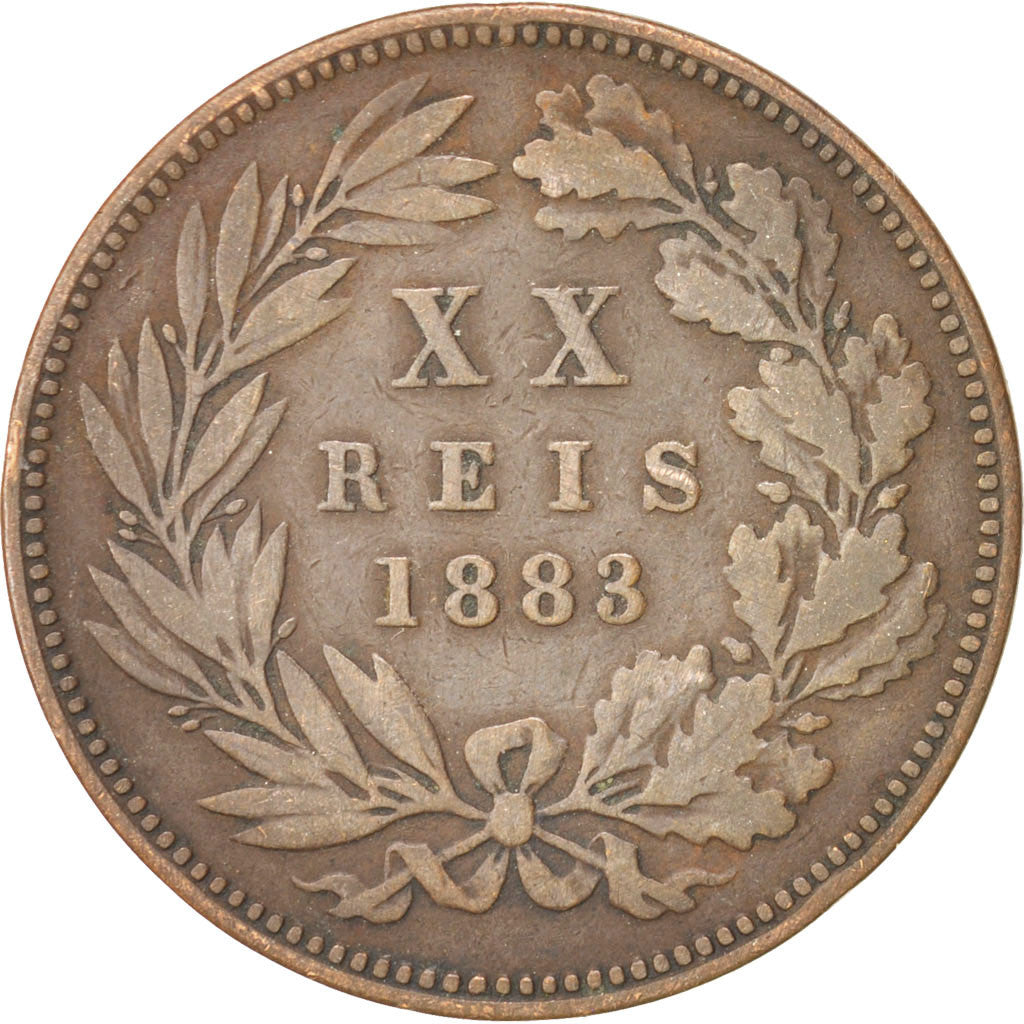 Coin, Portugal, Luiz I, 20 Reis, 1883, EF(40-45), Bronze, KM:527