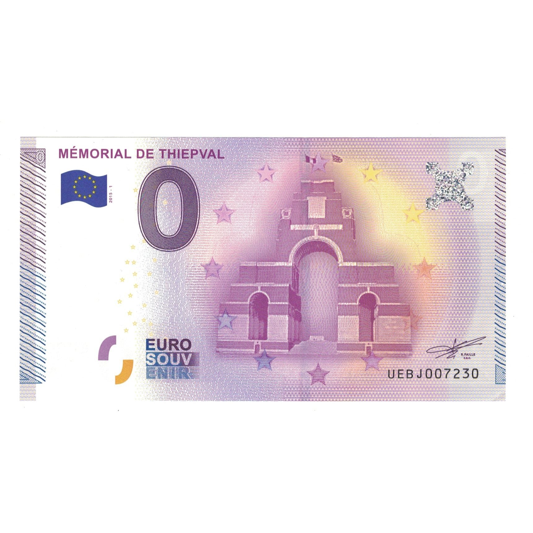 France, Tourist Banknote - 0 Euro, 2015, UEBJ007230, Mémorial de Thiepval