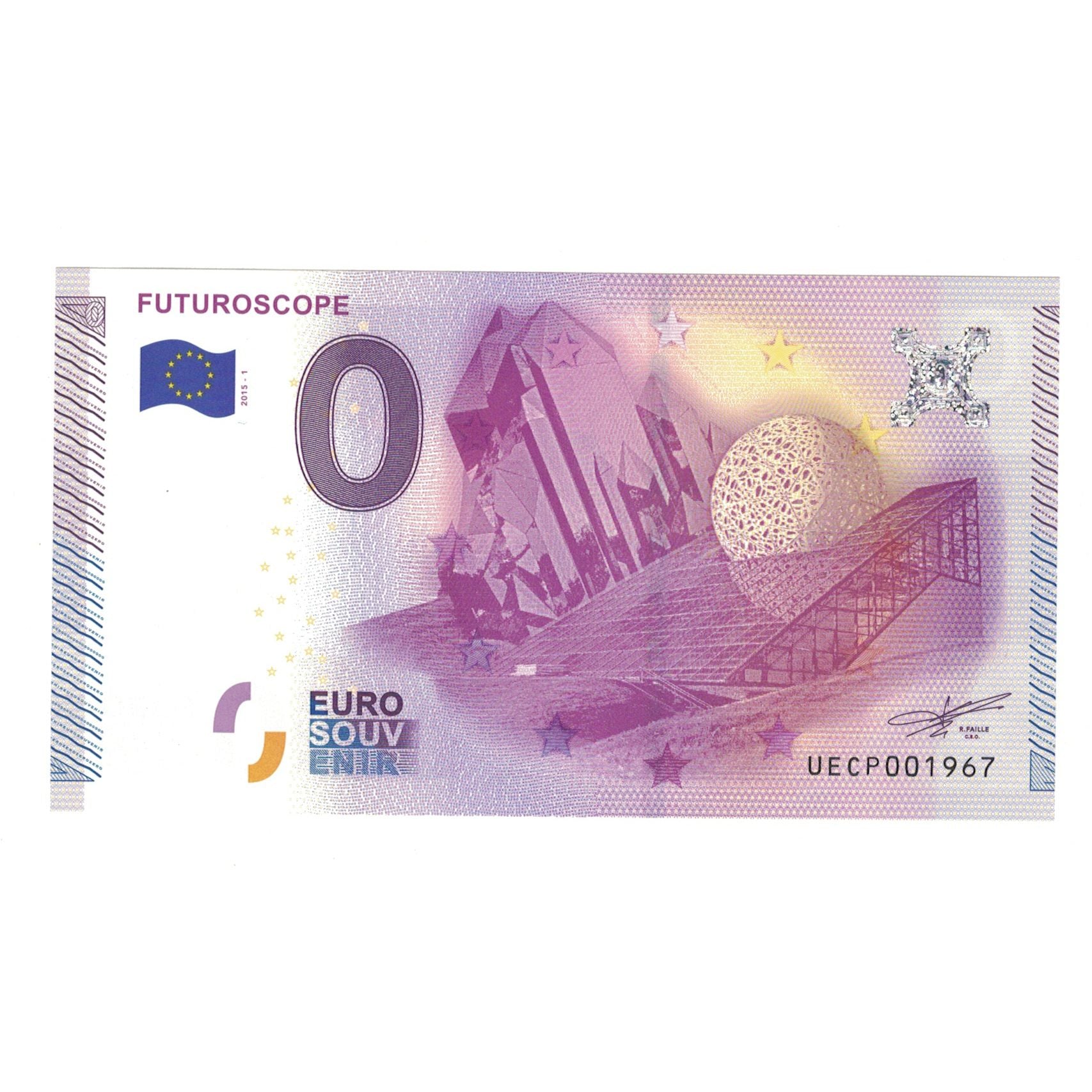 Francia, Tourist Banknote - 0 Euro, 2015, UECP001967, FUTUROSCOPE, UNC