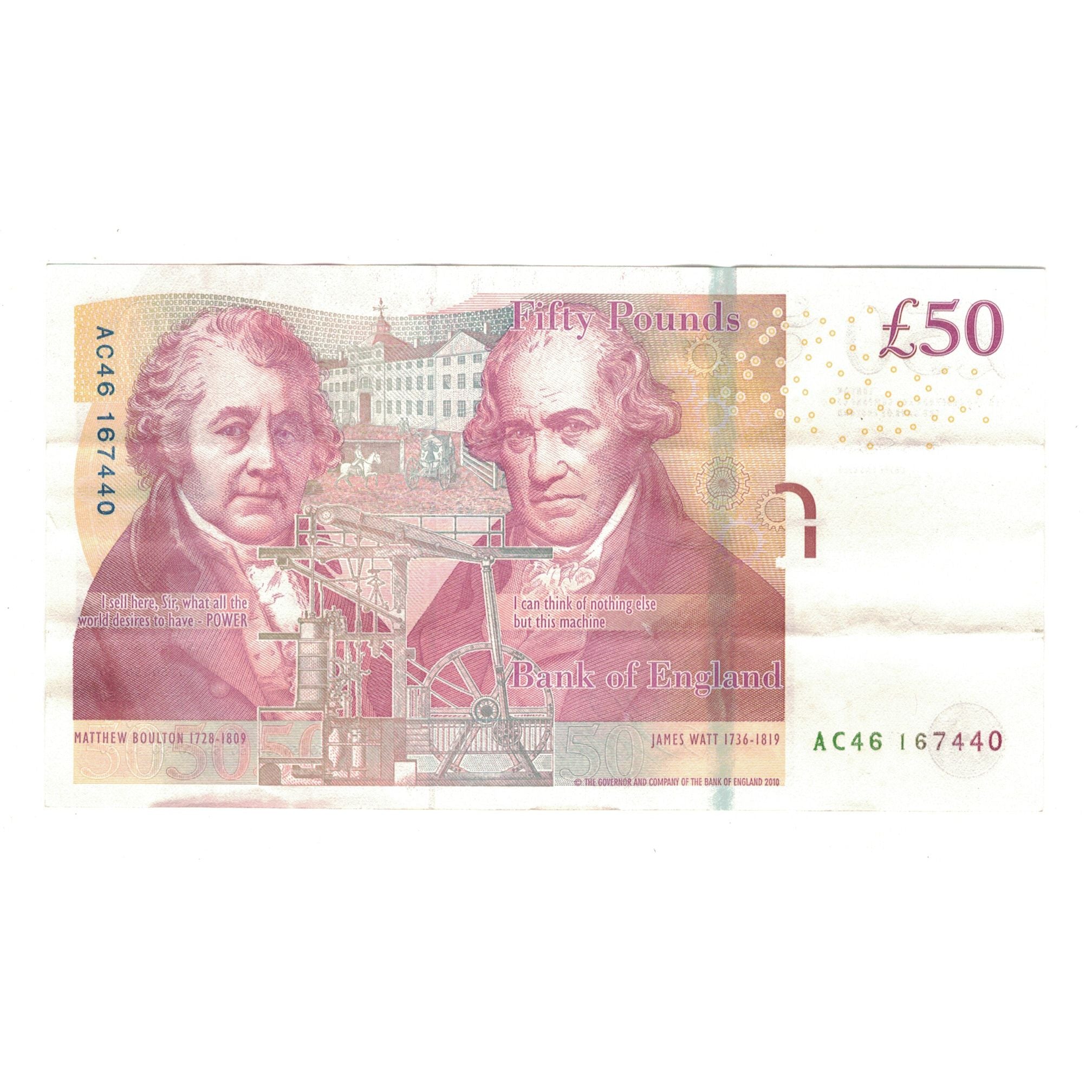 Banknote, Great Britain, 50 Pounds, 2010, KM:393a, AU(50-53)