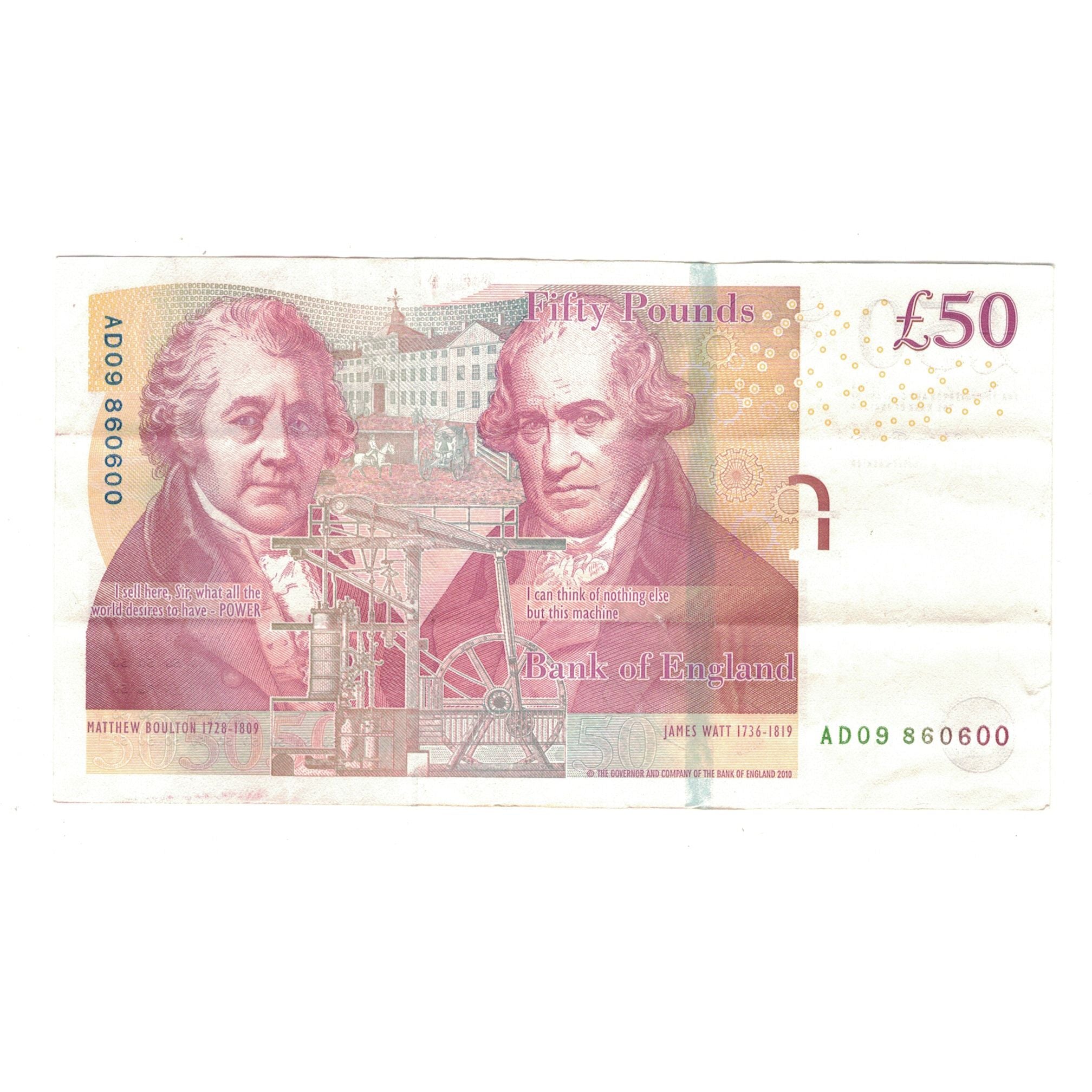 Banknote, Great Britain, 50 Pounds, 2010, KM:393a, AU(50-53)