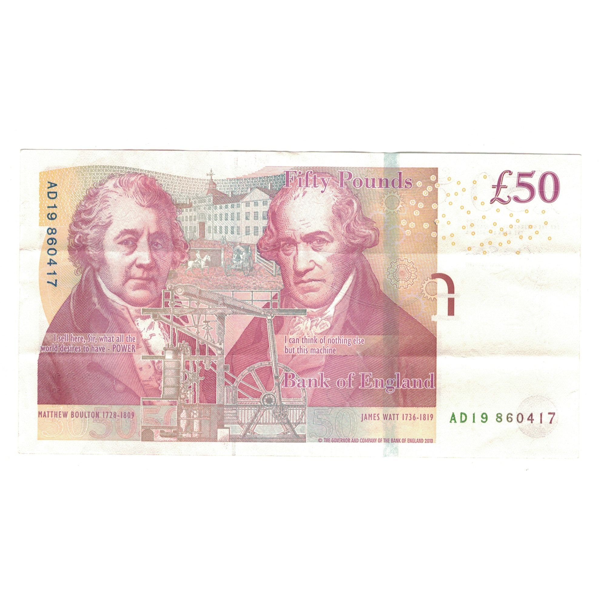 Banknote, Great Britain, 50 Pounds, 2010, KM:393a, AU(50-53)