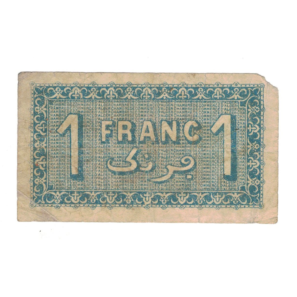 Banknote, Algeria, 1 Franc, Chambre de Commerce, 1923, 2023-01-31, VF(30-35)
