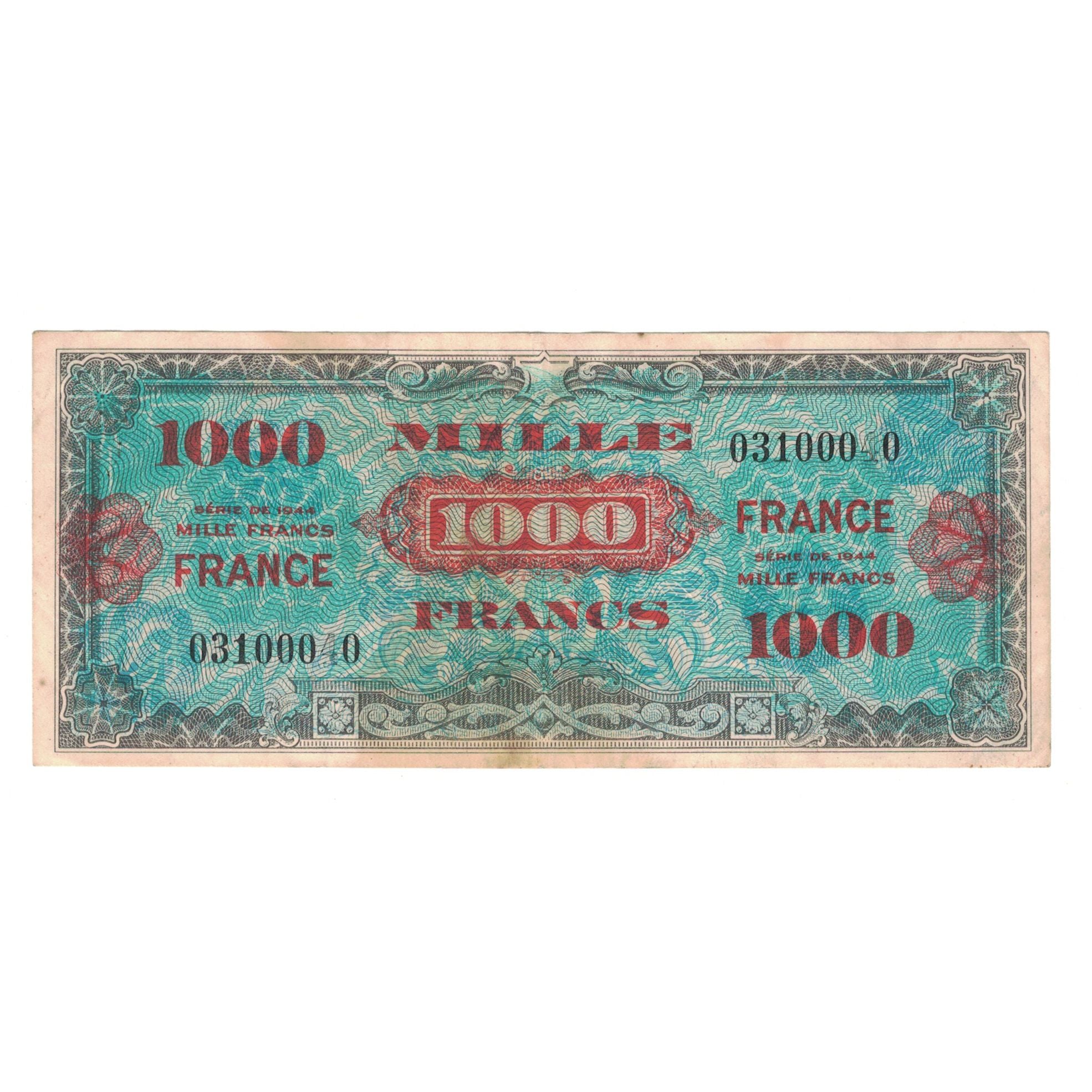 France, 1000 Francs, 1945 Verso France, 1945, 03100040, EF(40-45), Fayette:VF