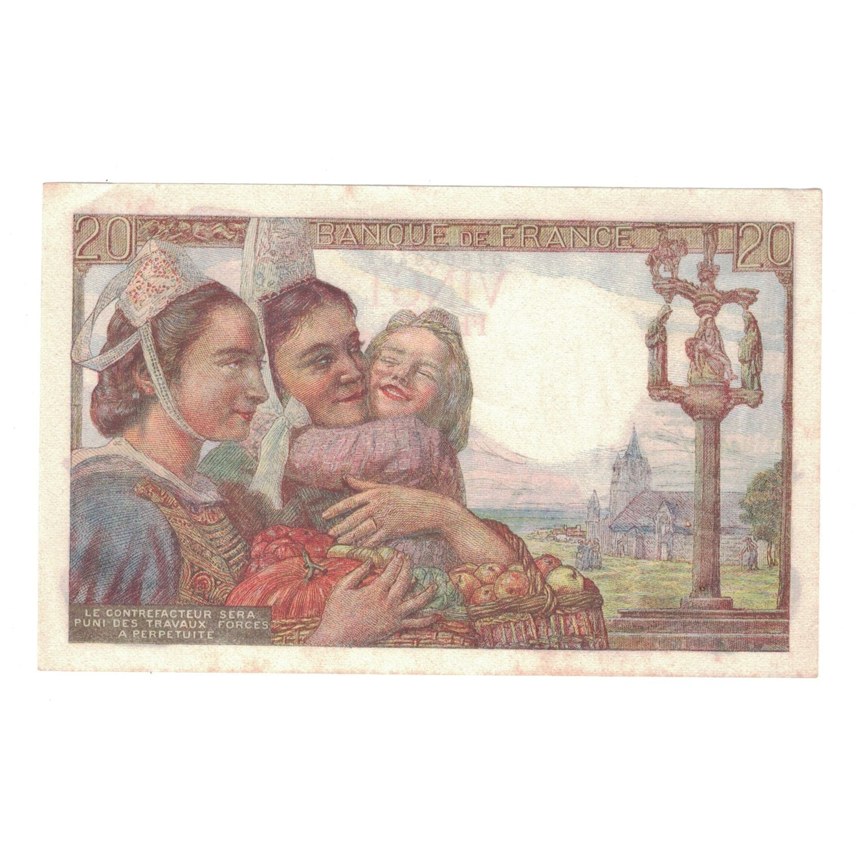 France, 20 Francs, Pêcheur, 1942, M.32, AU(50-53), Fayette:13.3, KM:100a