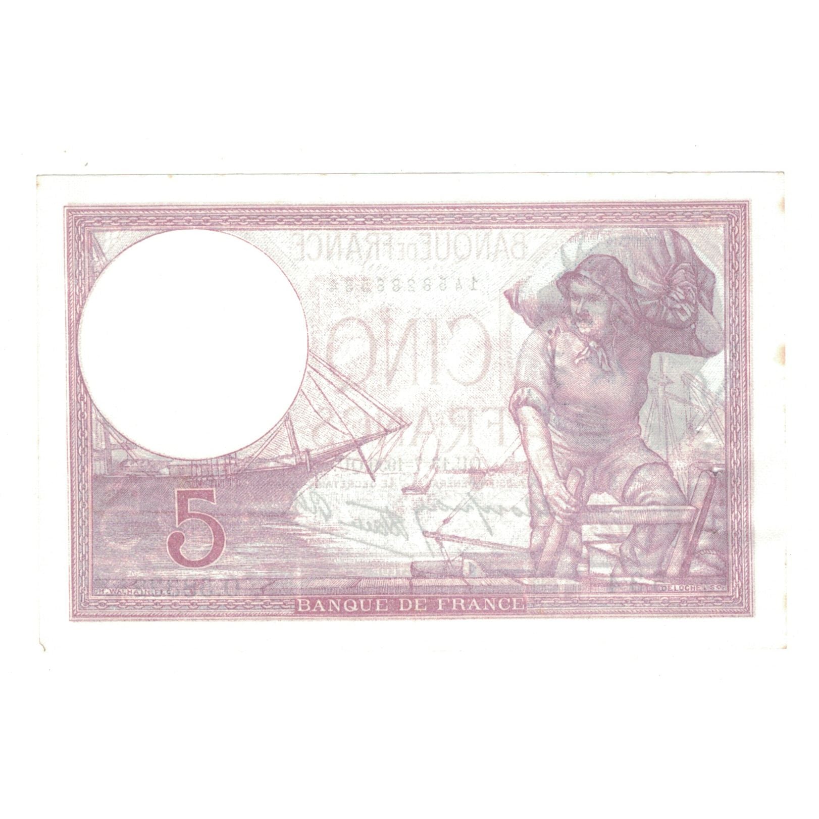 Francia, 5 Francs, Violet, 1939, O.58332, BB+, Fayette:F04.1, KM:83