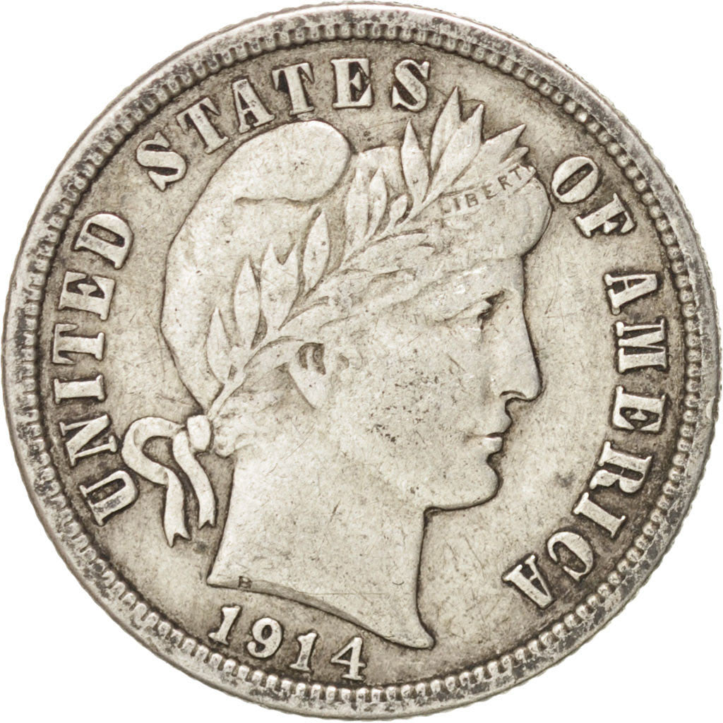 United States, Barber Dime, Dime, 1914, Philadelphia, EF(40-45), Silver, KM:113