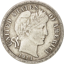 United States, Barber Dime, Dime, 1914, Philadelphia, EF(40-45), Silver, KM:113